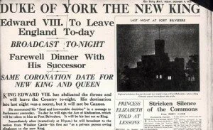 Page from the Daily Mail 11th December 1936 regarding Edward VI
